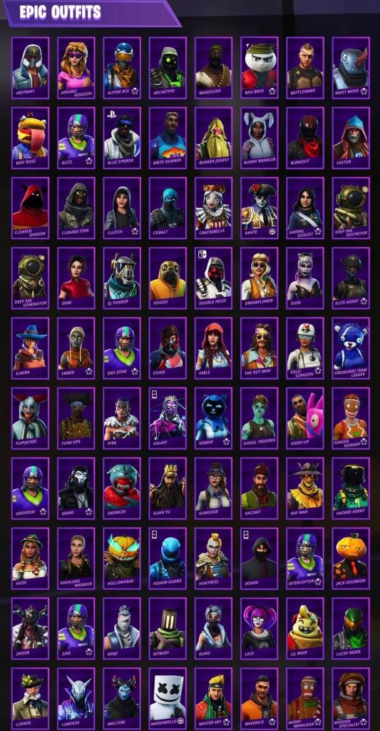 All Fortnite Skins Ever Released Item Shop Battle Pass Exclusives