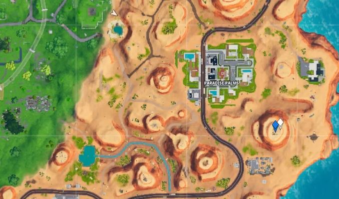Fortnite Fortbyte 81 - Accessible in the daytime near a mountain top cactus wedge location map