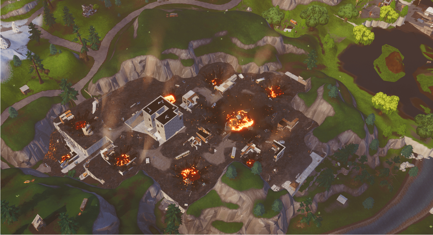 fortnite map changes tilted towers destroyed after volcano erupts - fortnite volcano event date