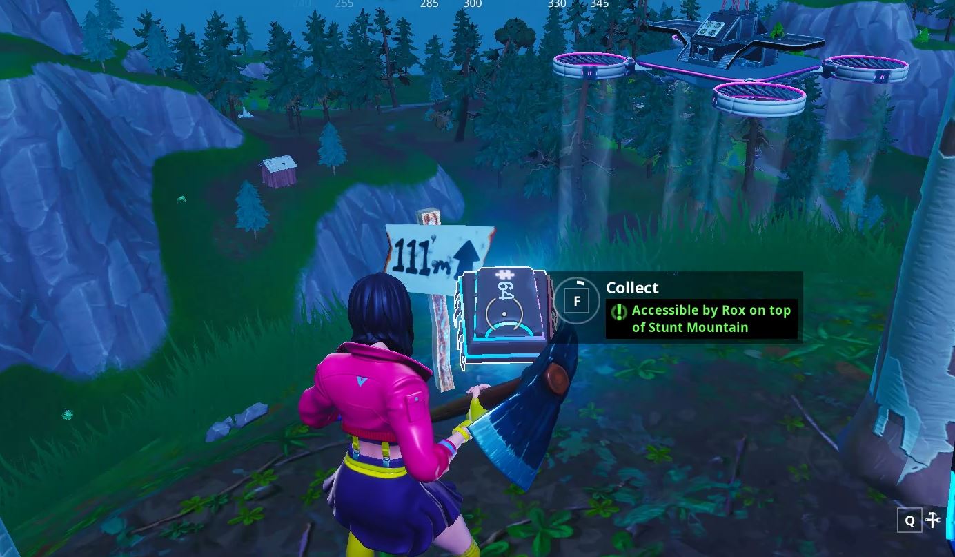 Fortnite Season 9 Fortbyte 64 Location - Accessible by Rox on top of Stunt Mountain