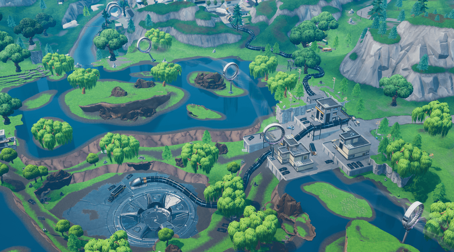 New Fortnite Season 9 Fortbyte 04 4 Location Accessible By Skydiving Through Rings Above Loot Lake With The Plasma Trail Contrails Fortnite Insider