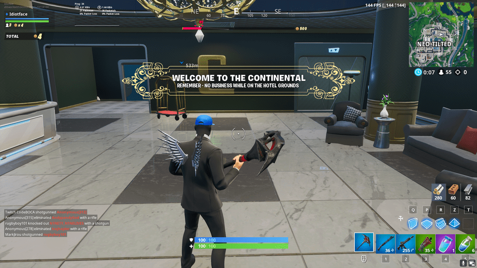 Fortnite x John Wick - Wick's Bounty LTM Continetal Hotel via u/JetpackRescue