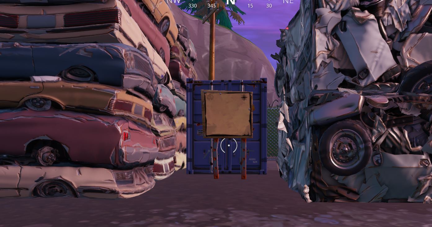 Search the treasure map signpost found in Junk Junction Signpost Fortnite Location
