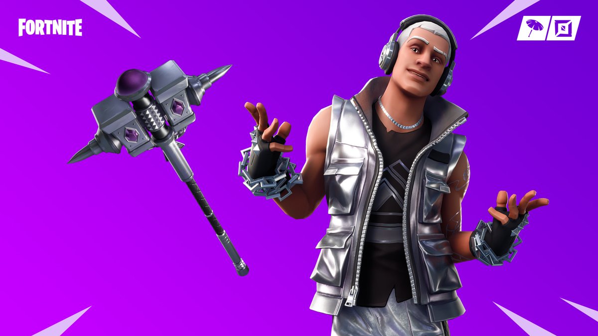 sterling outfit skin and silver edge pickaxe - silver fortnite skin