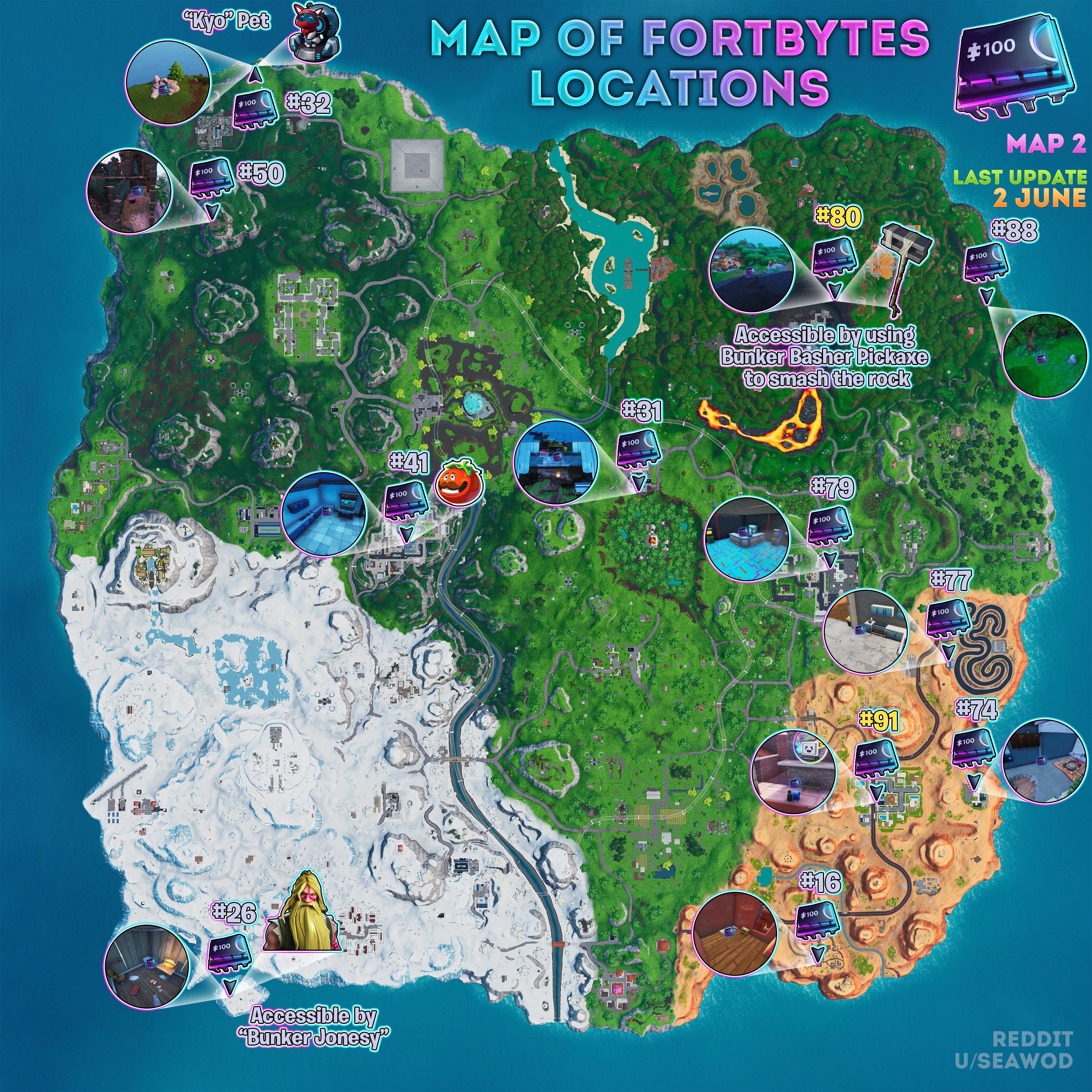 All Fortnite Fortbyte Locations - Fortbytes 16, 26, 31, 32, 41, 50, 74, 77, 79, 80, 88, 91