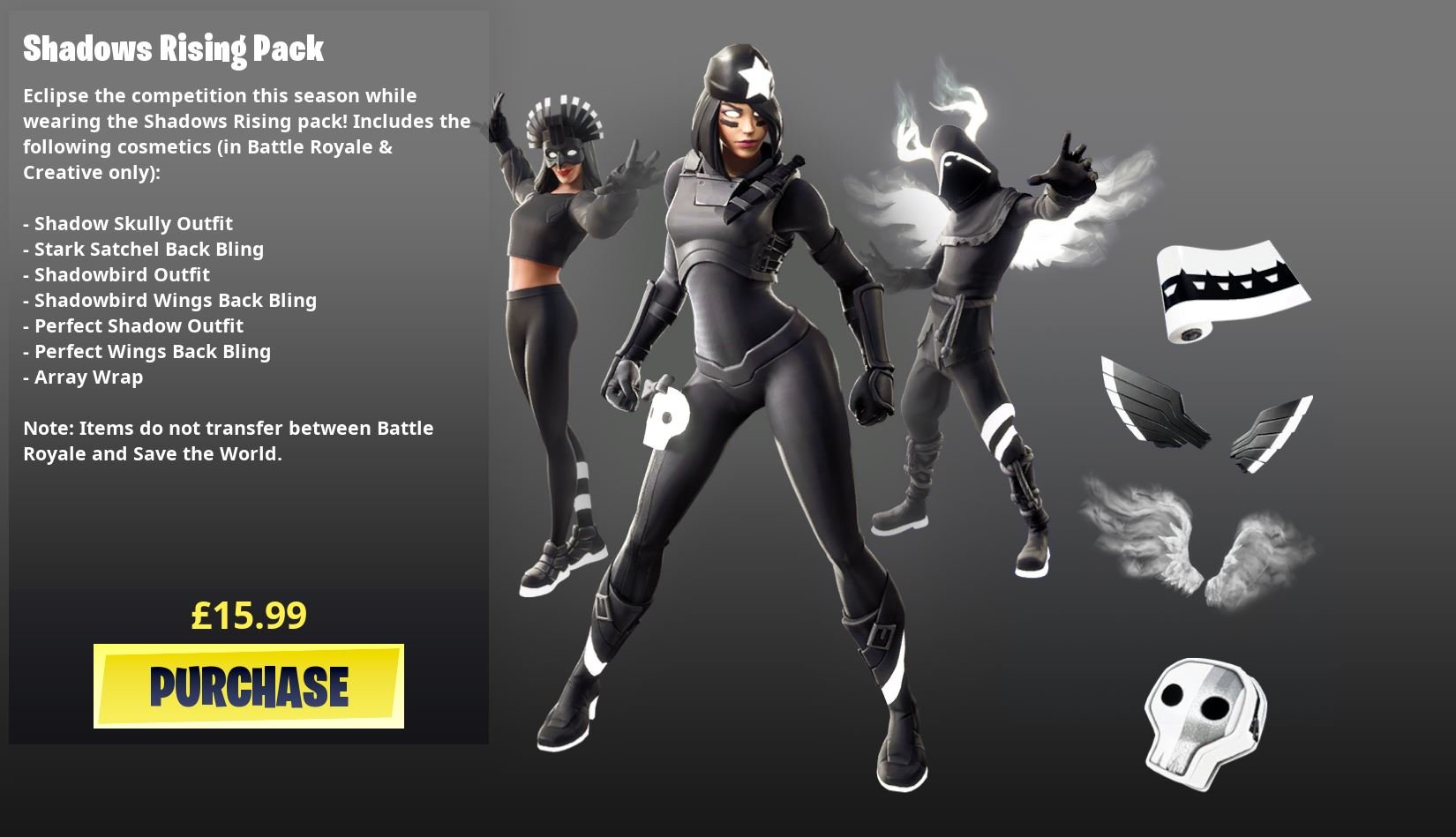 Fortnite Shadows Rising Skin Store Pack Available Worldwide Price What S Included Fortnite Insider