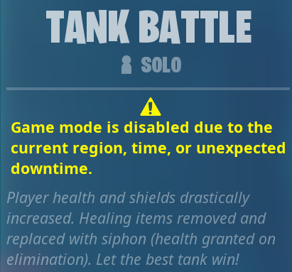 Tank battle LTM Fortnite