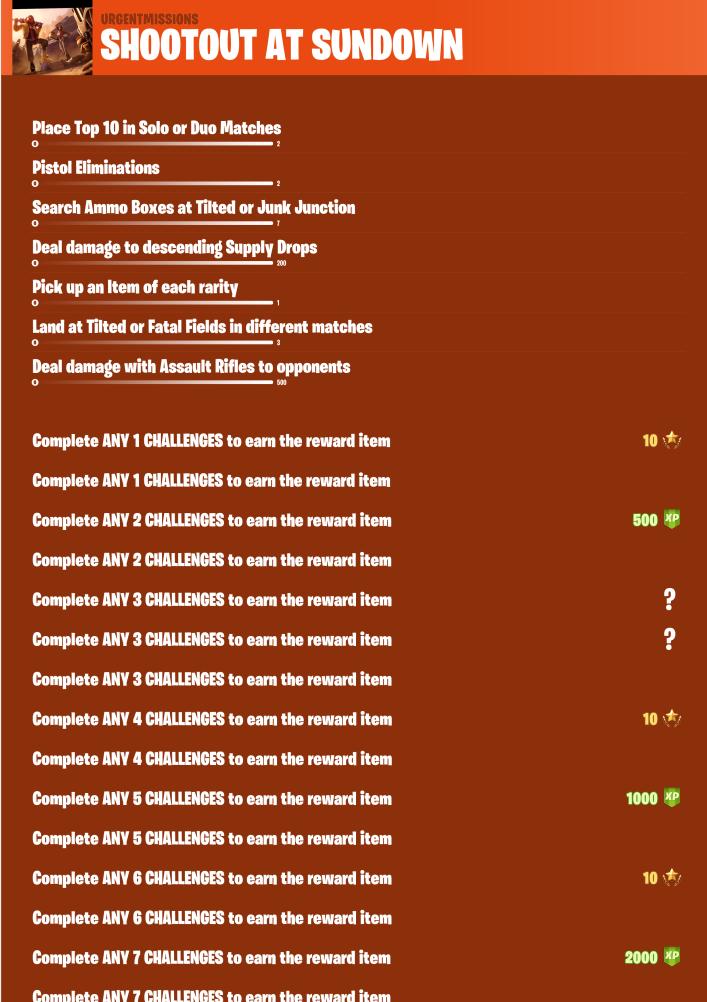 Fortnite Leaked Shootout At Sundown Limited Time Mission Objectives
