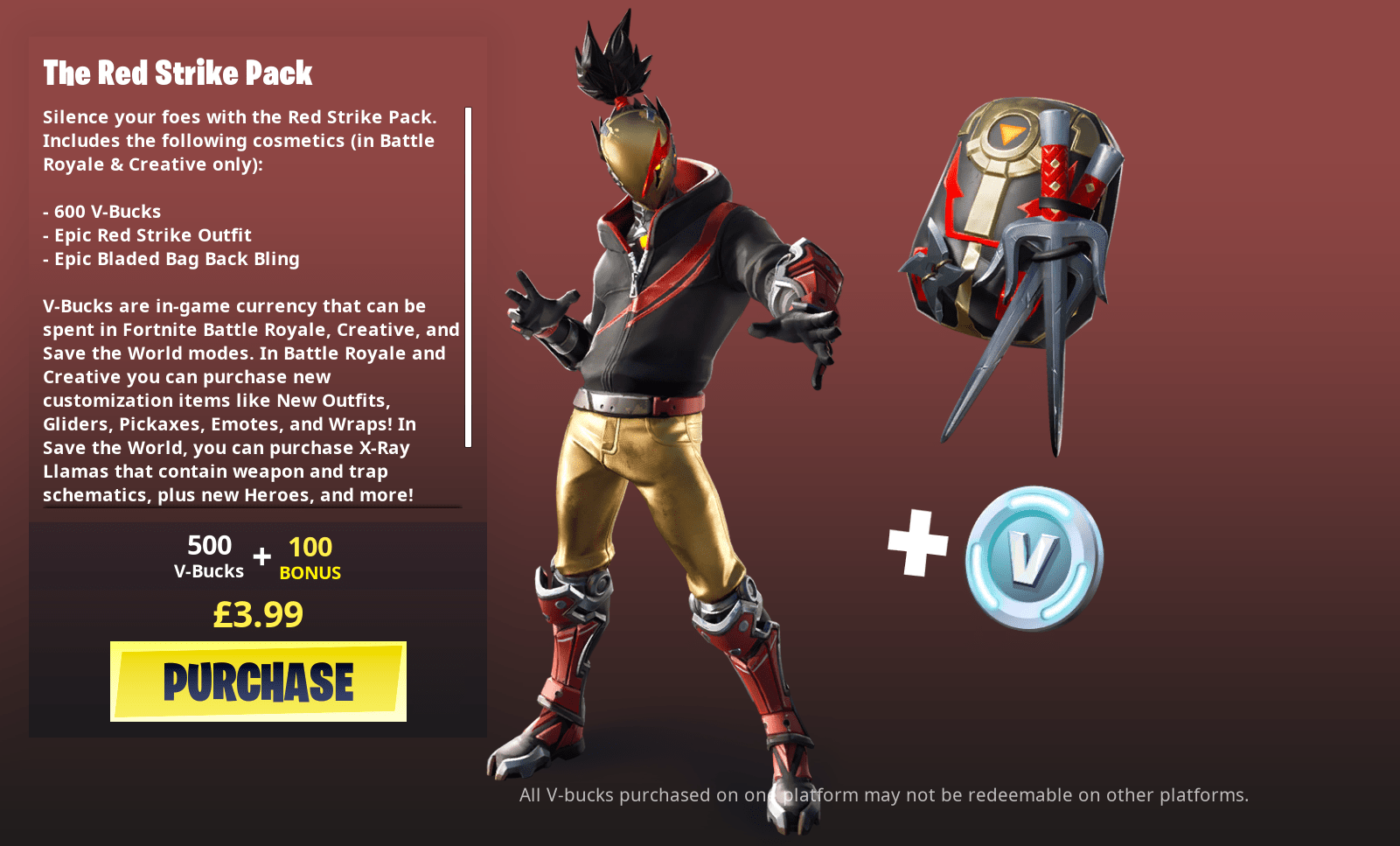 Fortnite Red Strike Pack Available for Purchase