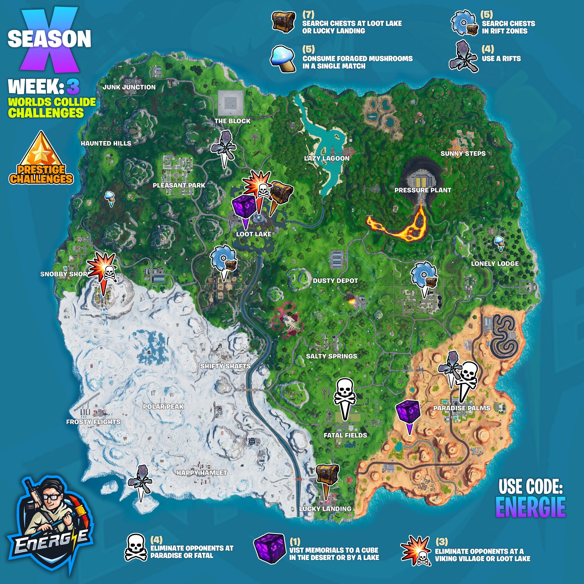 Fortnite Season X/10, Week 3 Worlds Collide Cheat Sheet ...