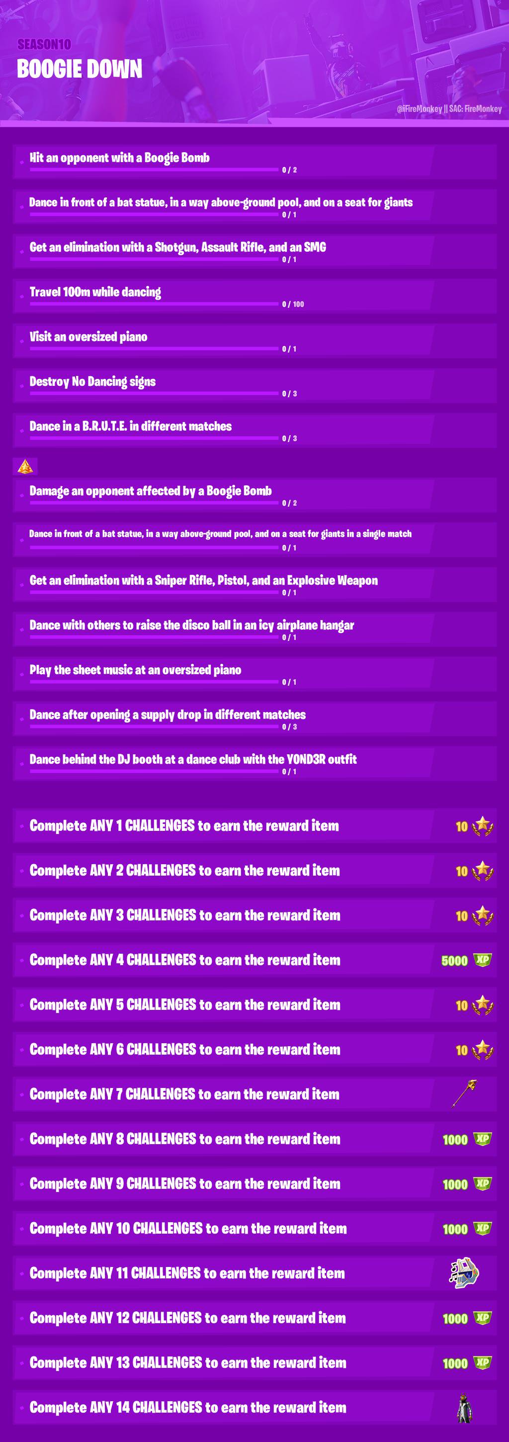 Fortnite Season X Week 6 Challenges - Boogie Down Mission All Objectives & Rewards
