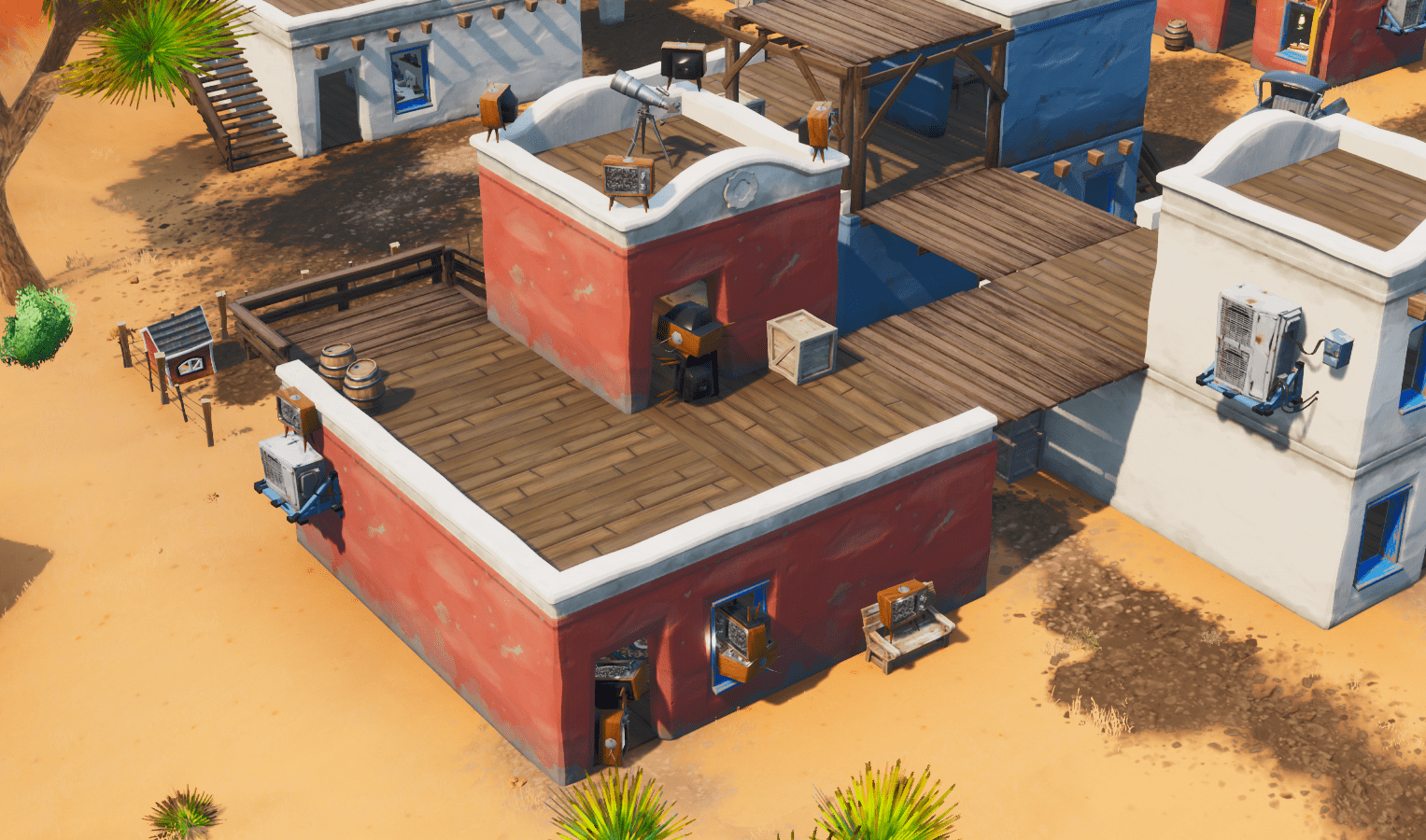 Fortnite Season X (v10.00) Map Changes - House South of Paradise Palms Filled With TVs