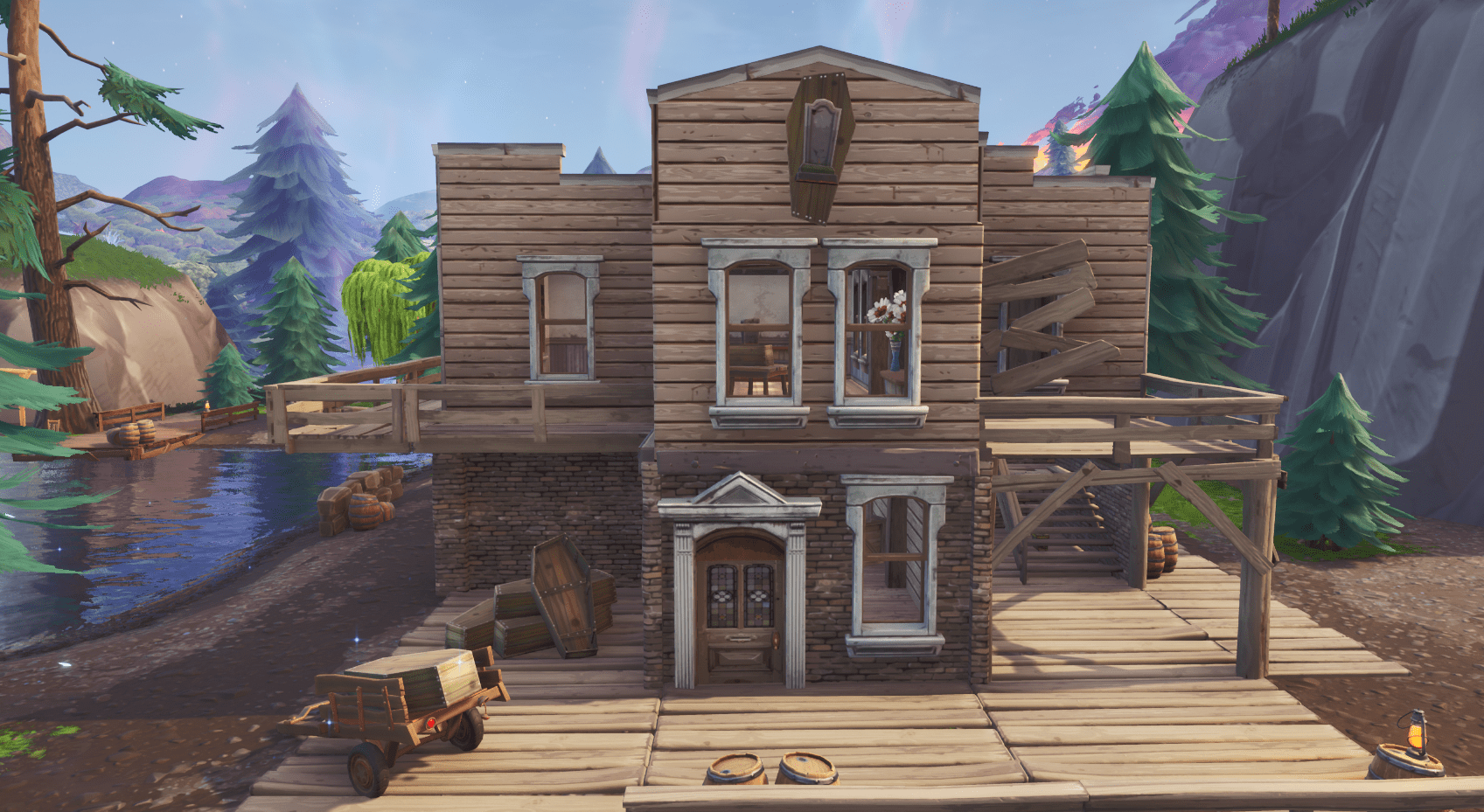 Fortnite v10.00 Content Update Map Changes - Tilted Town Misc Coffin Maker