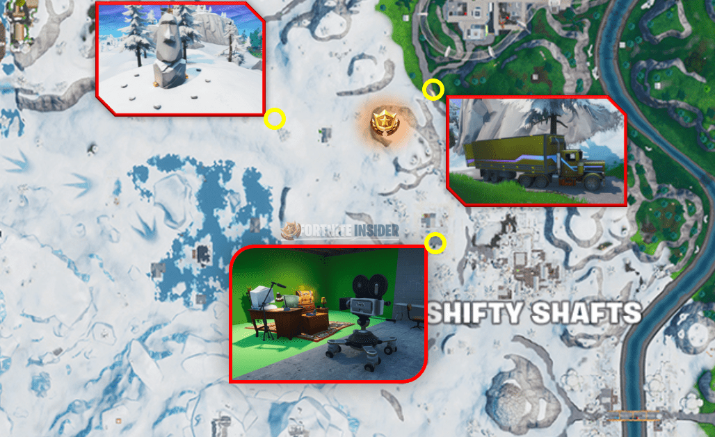 Fortnite Search Between A Basement Camera Location Fortnite Locations How And Where To Complete Search Between A Basement Film Camera A Snowy Stone Head And A Flashy Gold Big Rig