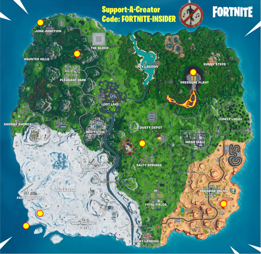 Fortnite No Dancing Signs Map Location