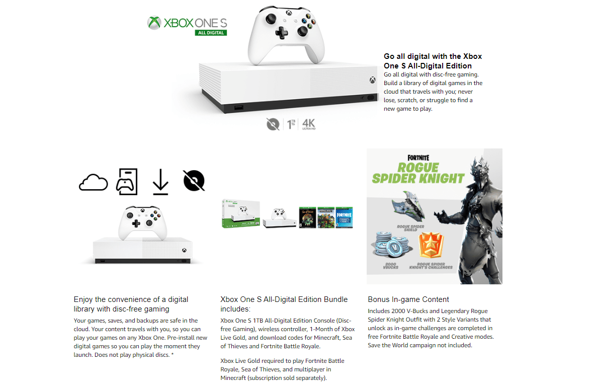 New Fortnite Xbox One S Bundle - Rogue Spider Knight Skin Set