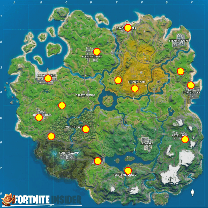 Fortnite Weapon Upgrade Bench Map Locations