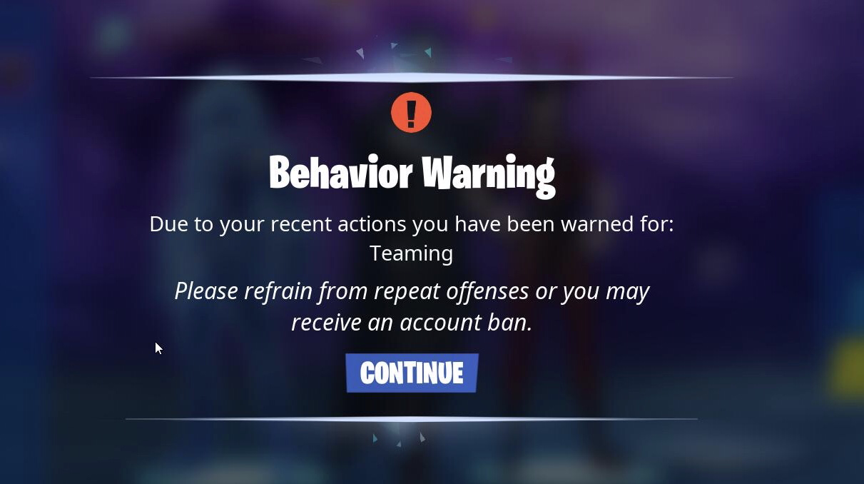 Fortnite Ban Warning 