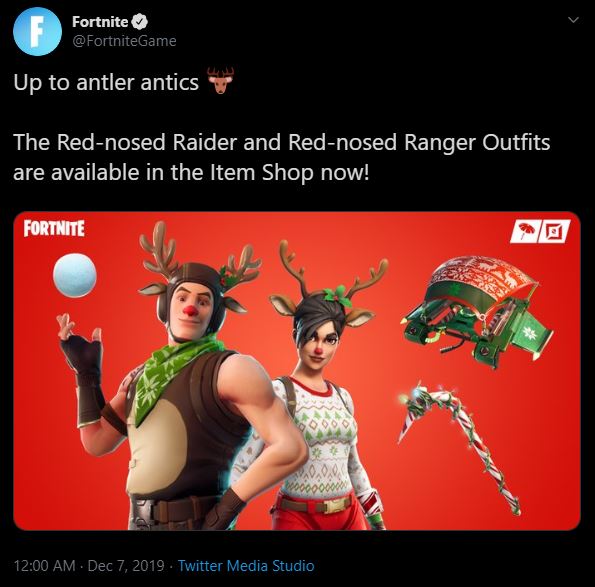 Fortnite Christmas Skins Item Shop Tweet Leak