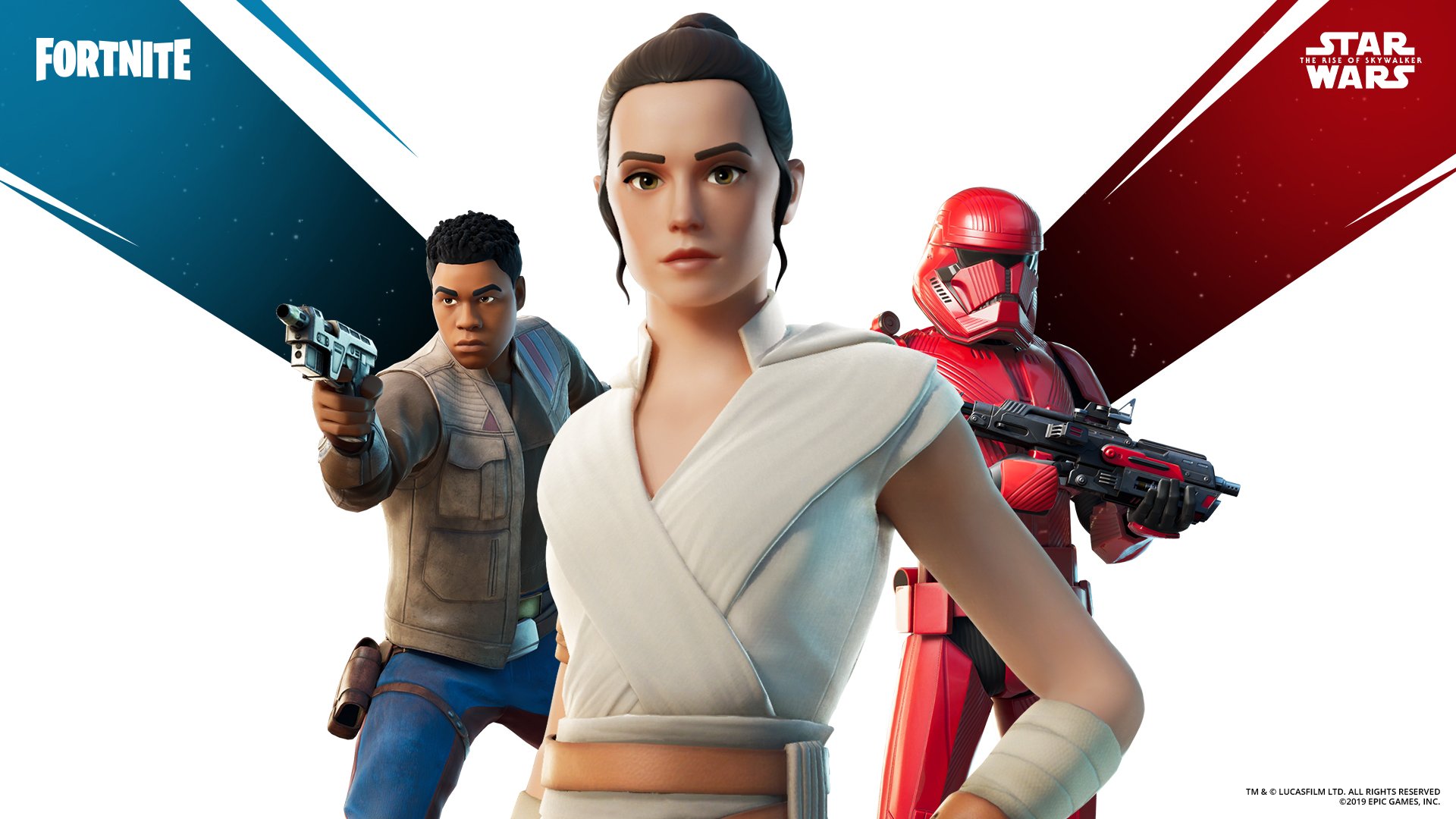 Fortnite Rise of Skywalker Pack Rey, Finn, and Sith Trooper Star Wars