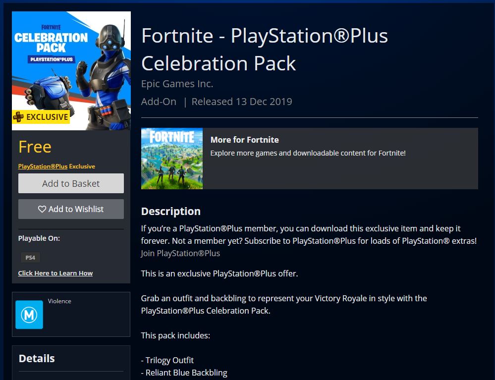 New PlayStation Plus Celebration Pack Fortnite Gift Set