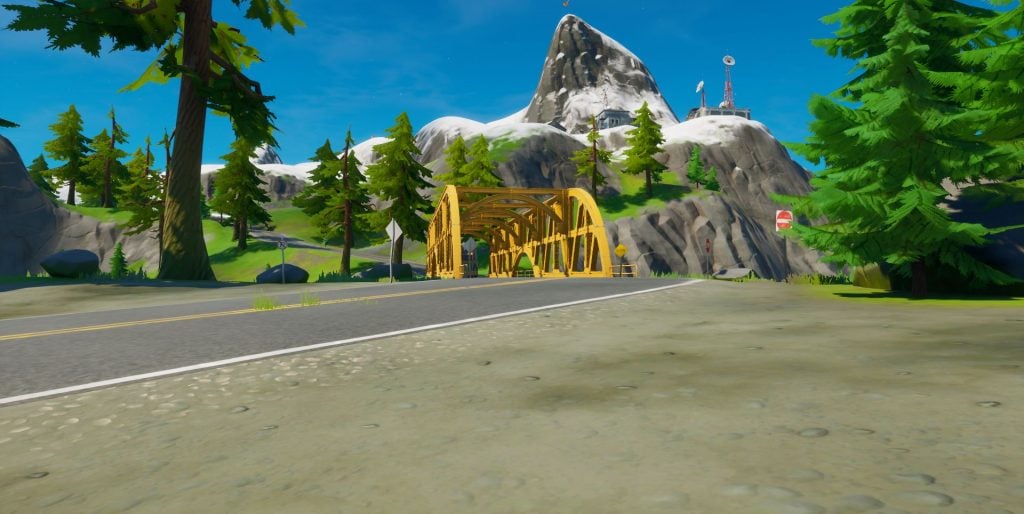 Fortnite Steel Bridge Locations Dance At A Green Yellow And Red Steel