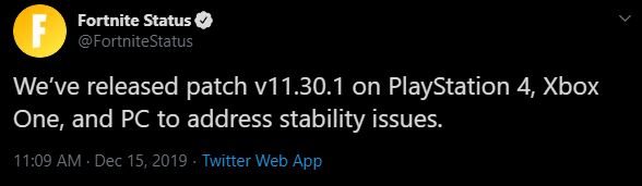 Fortnite v11.30.1 Patch Notes