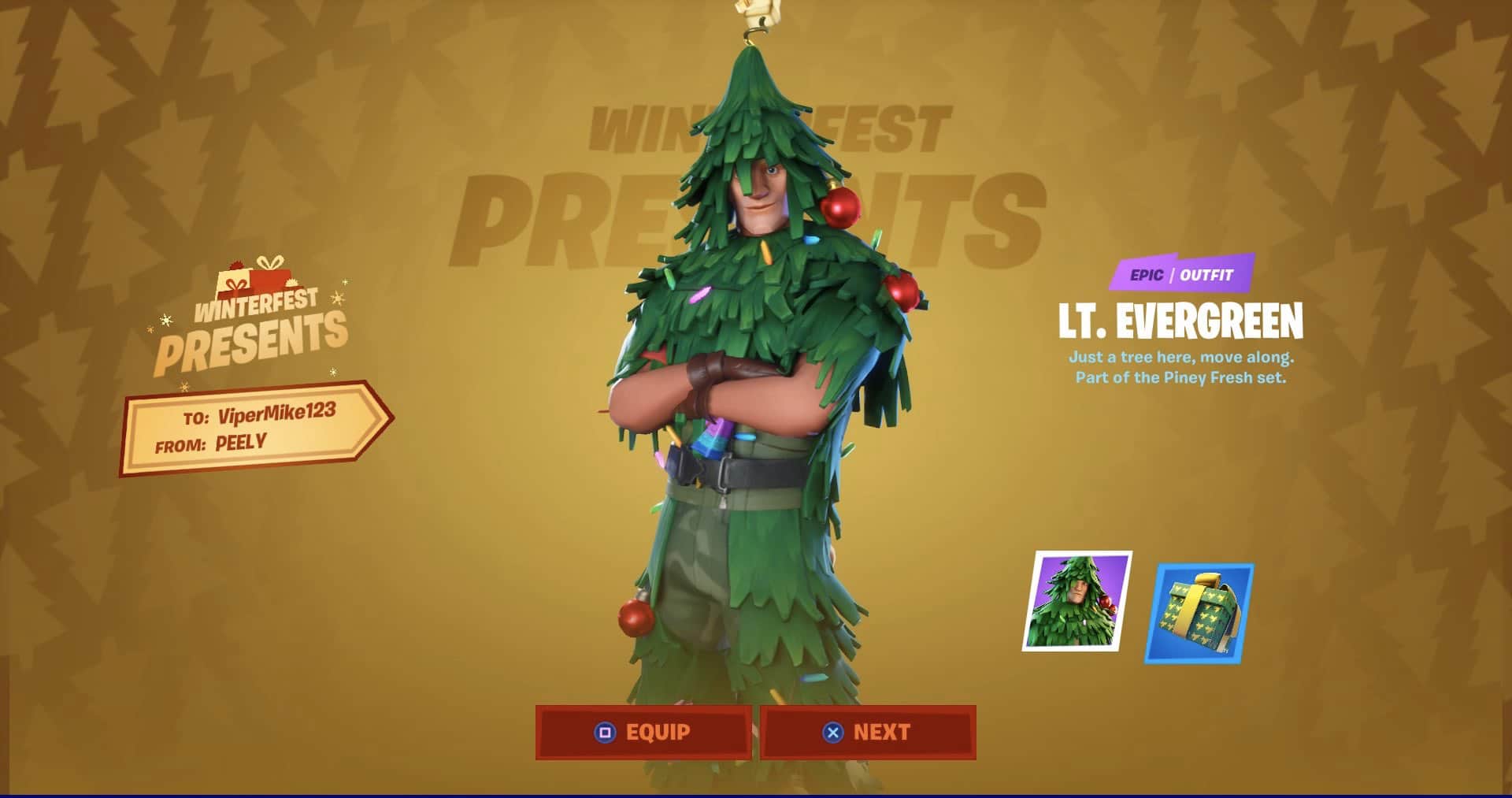 Fortnite Open Tree How To Get The Fortnite Presents Winterfest Lt Evergreen Free Tree Christmas Skin Fortnite Insider