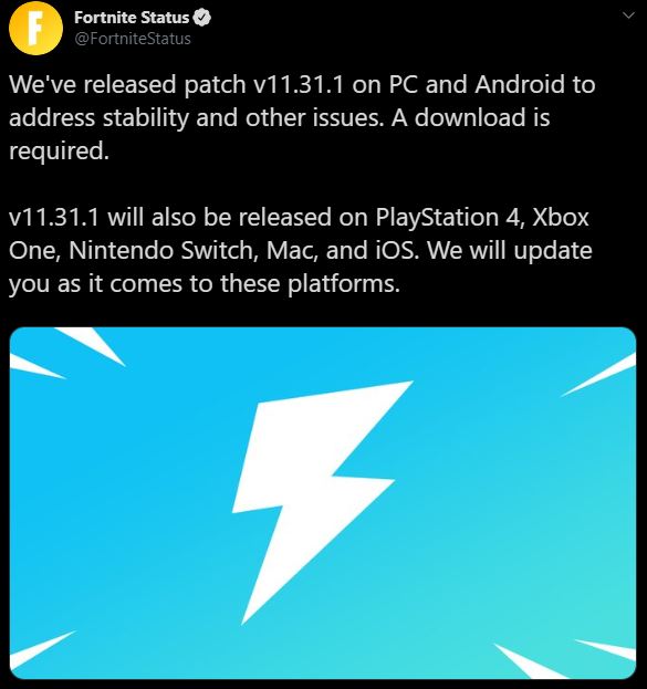 v11.31.1 Fortnite Update