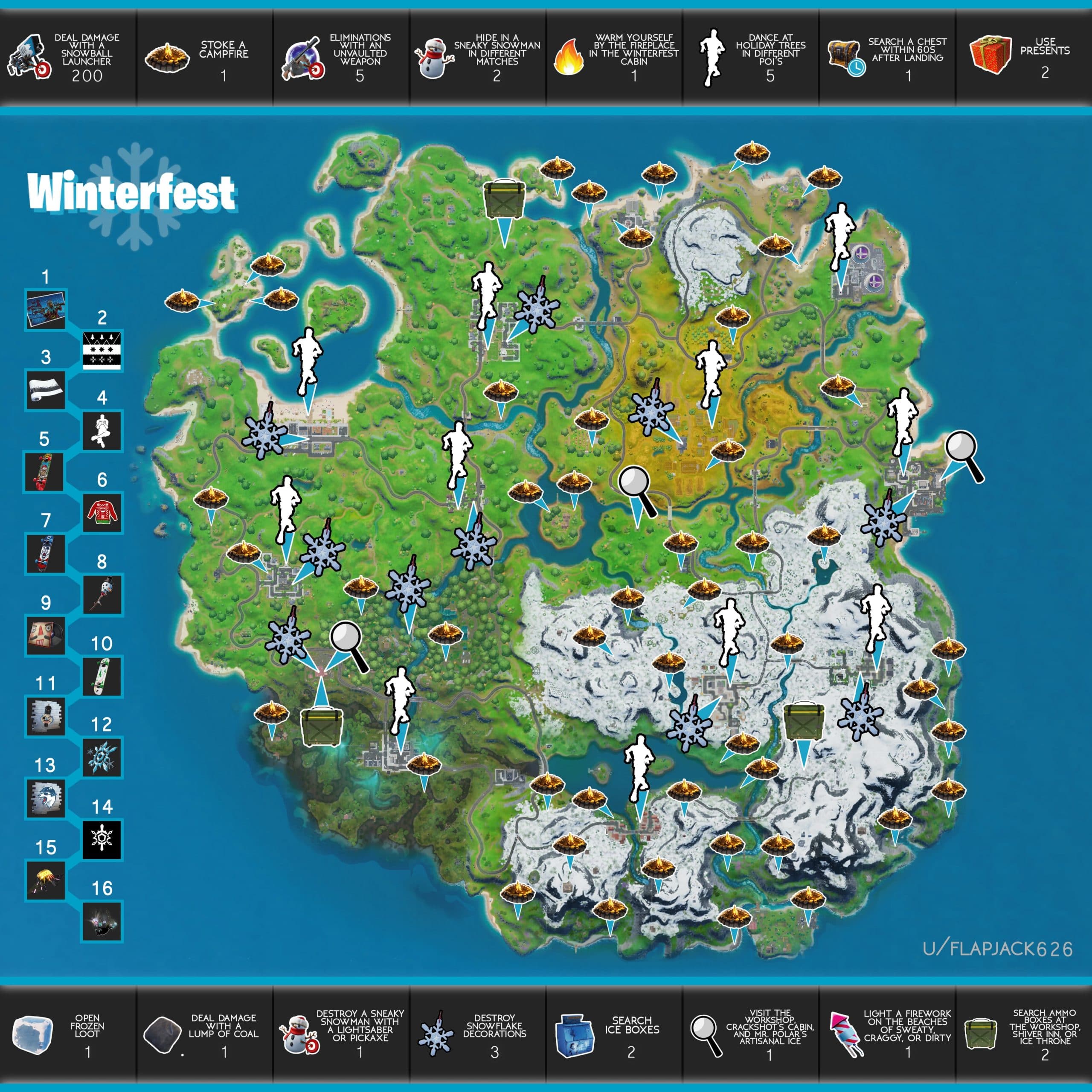 Fortnite Winterfest Challenges Cheat Sheet