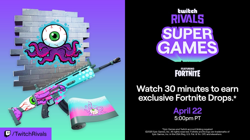 Fortnite Twitch Rivals Exclusive Drop - Free Octo Wrap and Don't Blink Spray