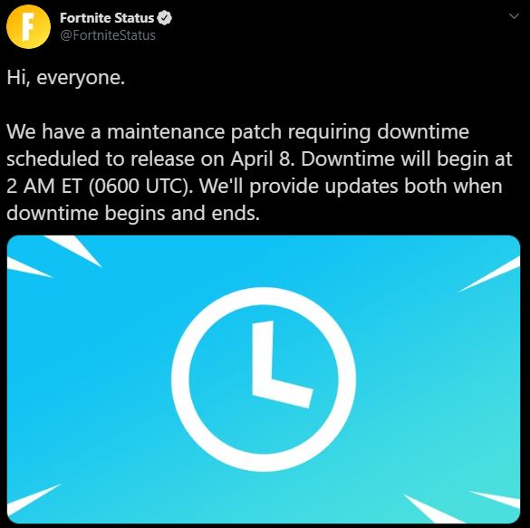 Next New Fortnite Update Patch Notes Server Downtime Status