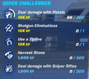 Quick Challenges Fortnite