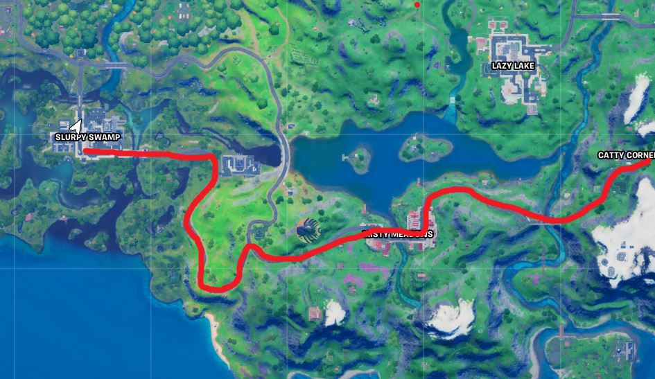 Drive car from slurpy swamp to catty corner map route