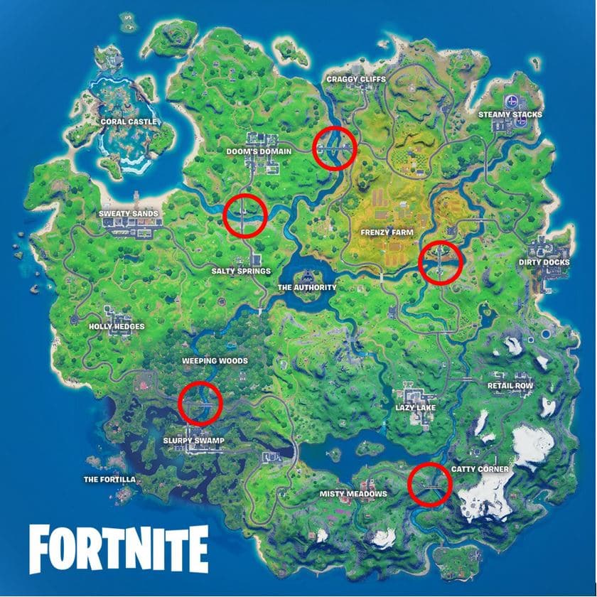 Fortnite All Steel Colored Bridges Map Location