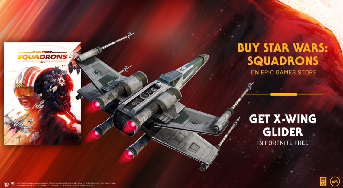 Fortnite Vanguard Squadron X-wing glider for free