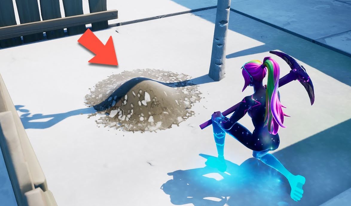 Find the buried blue coin in retail row Fortnite location