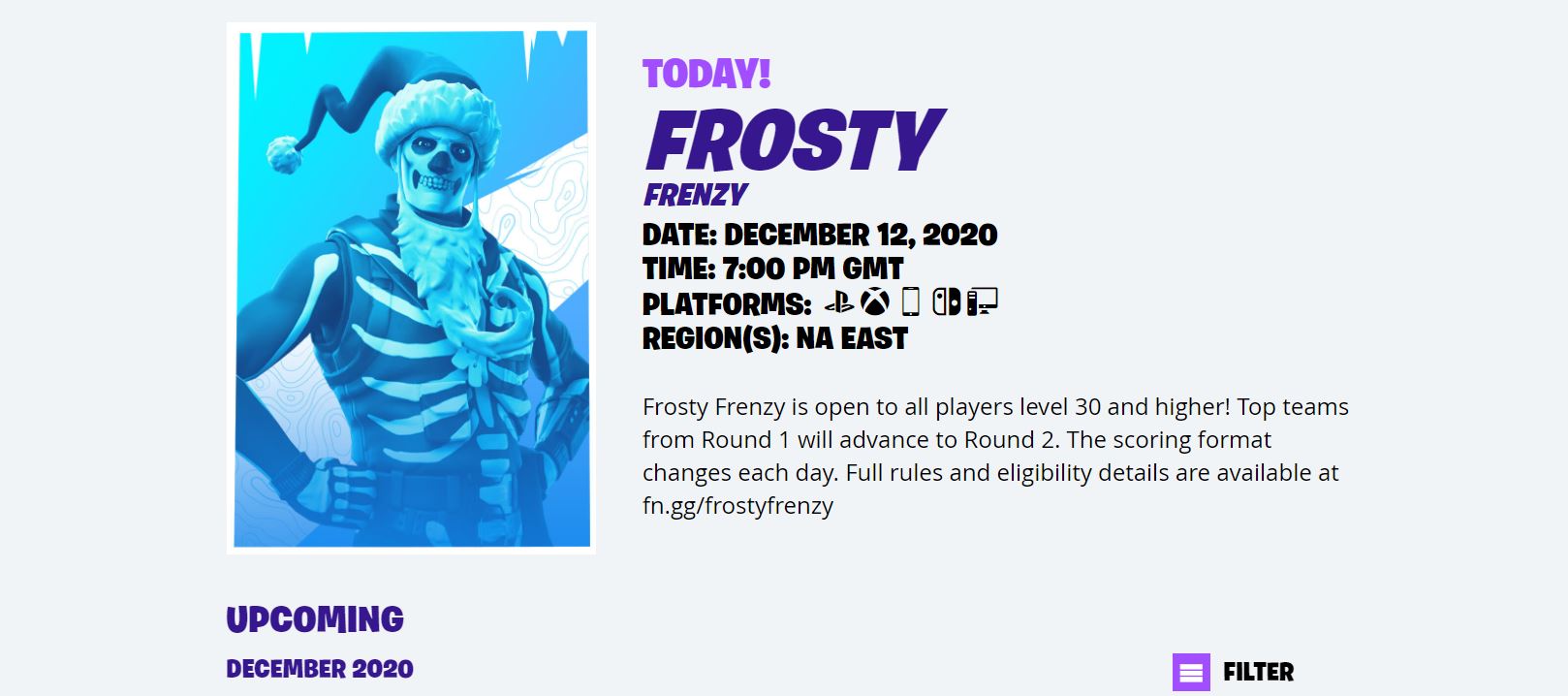 Frosty Frenzy Fortnite Cup Start Time