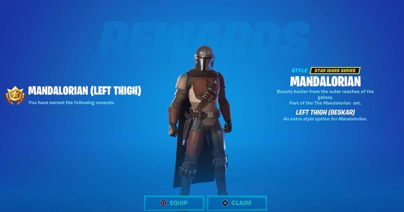 left thigh Beskar Mandalorian Fortnite armour piece