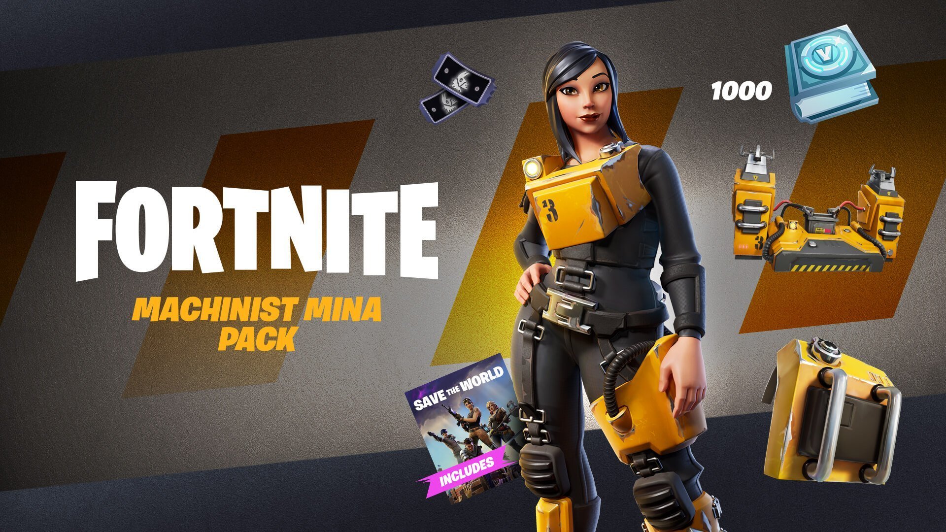 What Fortnite Save The World Bundle Comes With The Skins Fortnite Machinist Mina Skin Pack Release Date Cosmetics Fortnite Insider