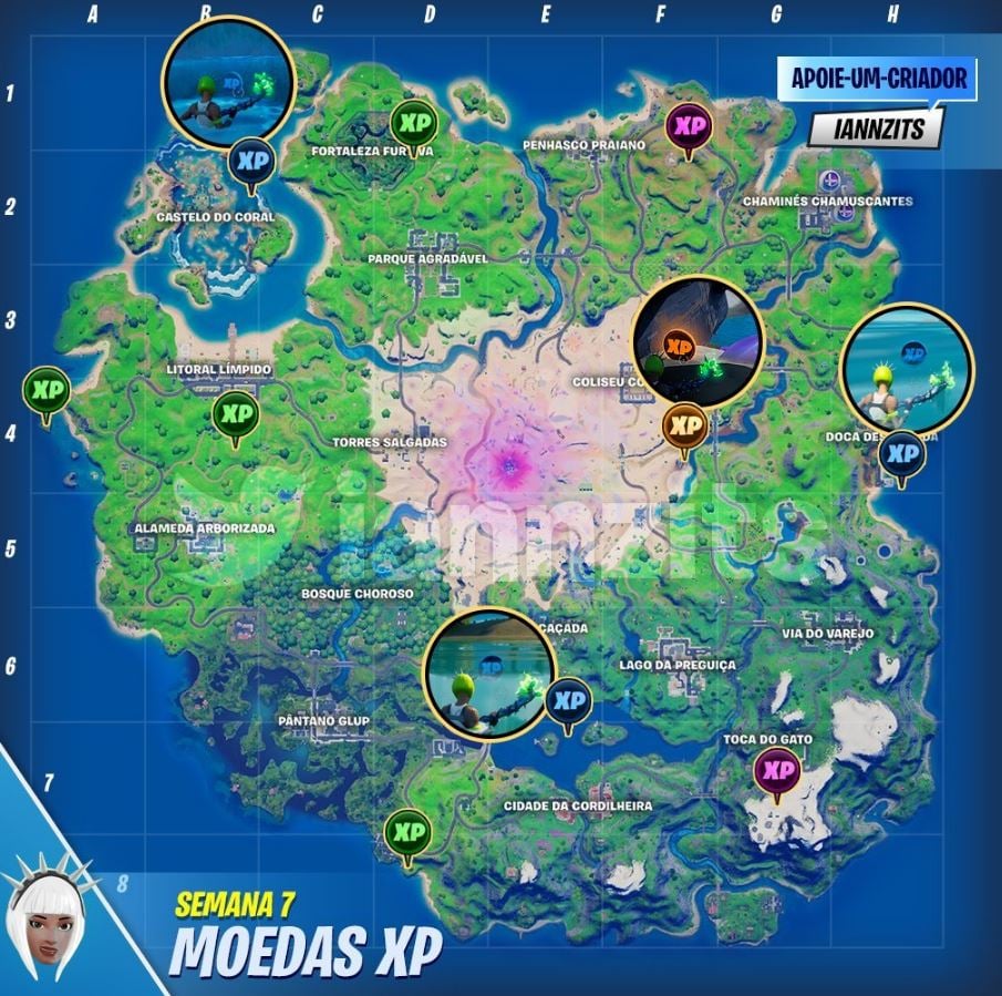 Fortnite Chapter 2 Season 5 Week 7 All Xp Coins Locations Green Blue Purple Gold