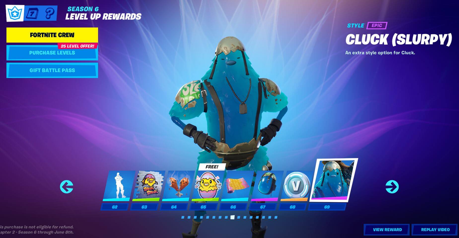 Fortnite Chapter 2, Season 6 Battle Pass Rewards - Level 62 - 69