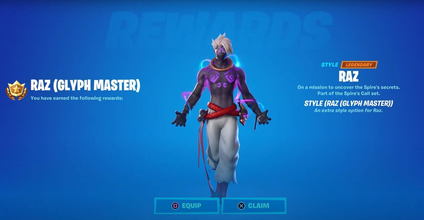 Fortnite Raz Glymph Master Skin Style