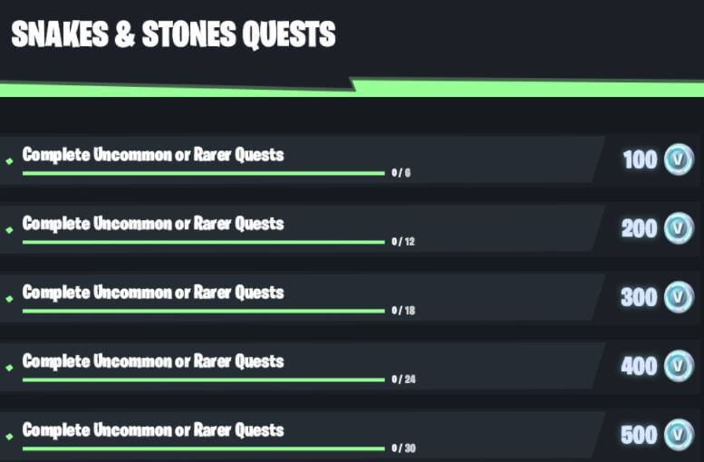 Snakes & Stones Fortnite Quests