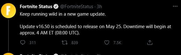 v16.50 Fortnite Update