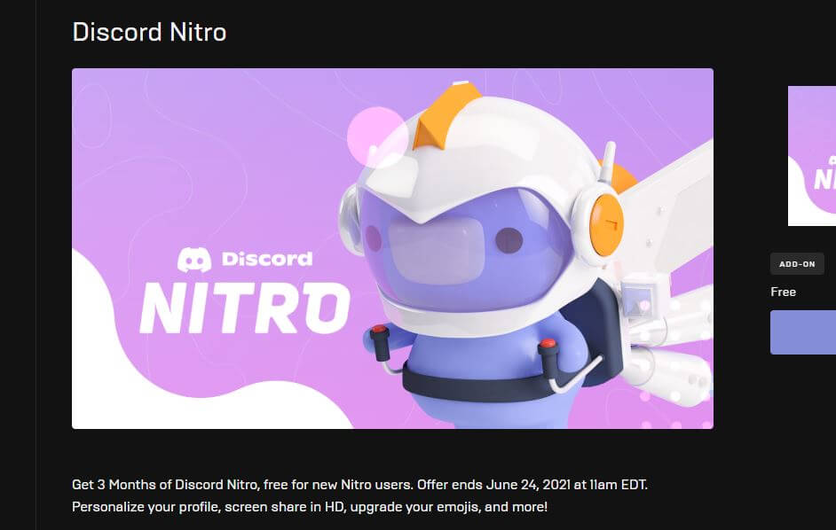 Epic games nitro