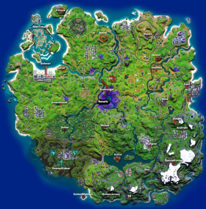 NPC locations Fortnite Season 7 Map