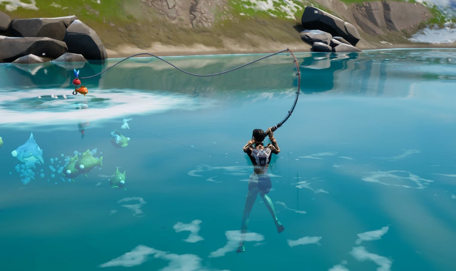 Fortnite Catch fish at Sleepy Sound or Loot Lake