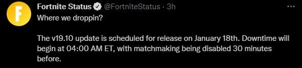 19.10 Fortnite Update Downtime