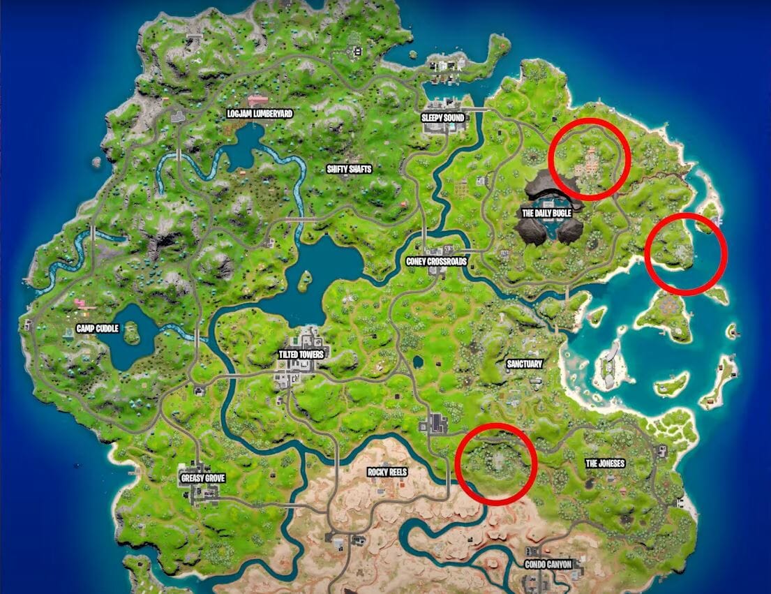 Fortnite The Temple, The Ruins, or Tumbledown Temple Map Locations